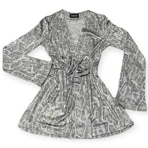 Sabina Musavey anthropologie women's Wrap‎ Dress Snakeskin gray silver one size